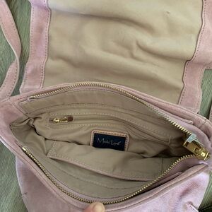 Mod&Luxe crossbody bag size cm 24,27.5 genuine suede pink colour